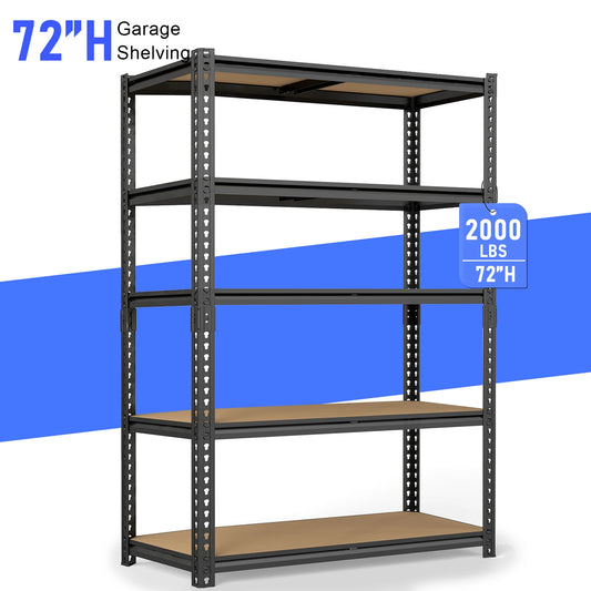 Heavy Duty Metal Storage Shelves, Adjustable Five Tier Unit For Garage