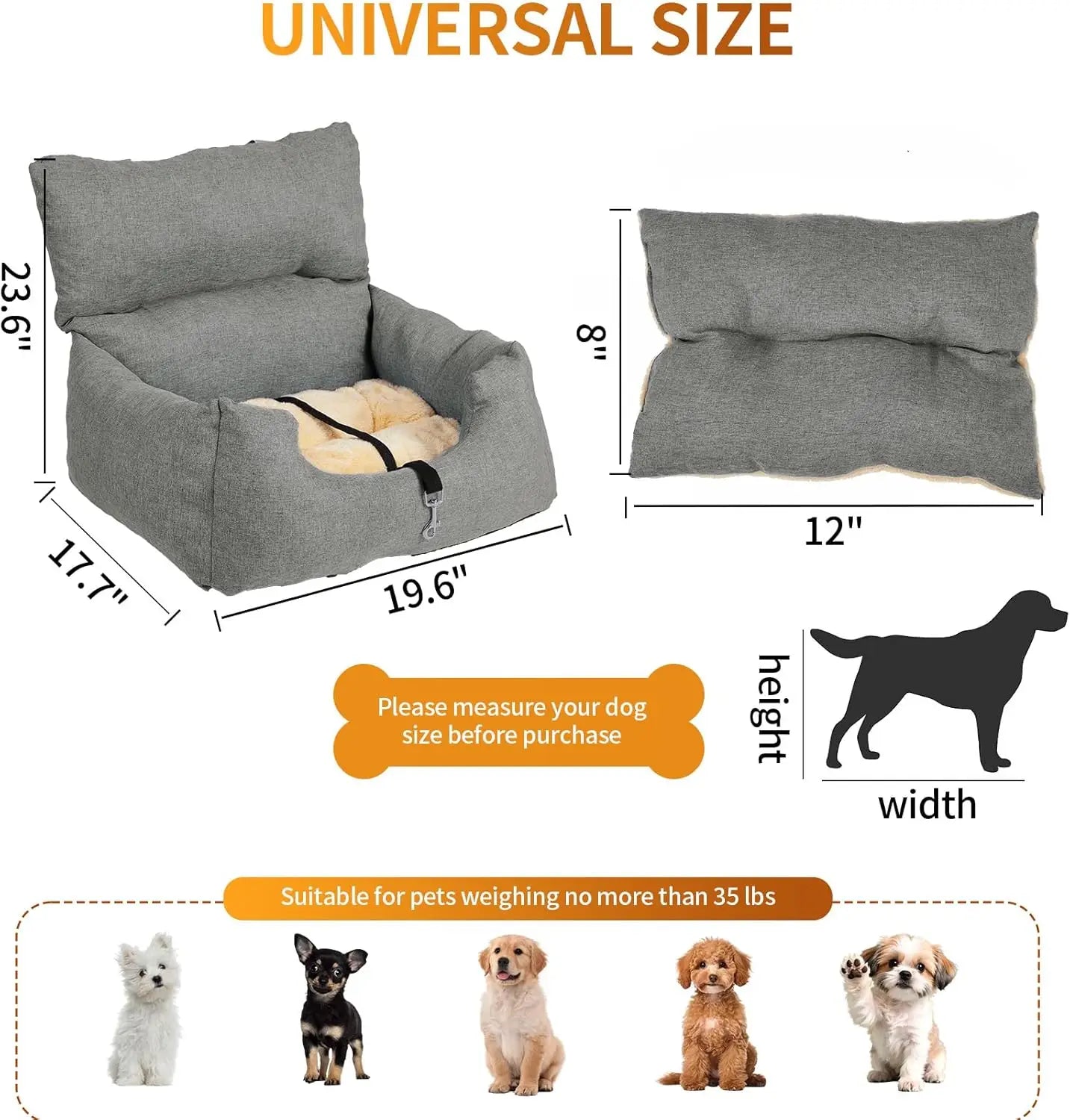 HiMISS Dog Booster Car Seat with Tether for Small Dogs