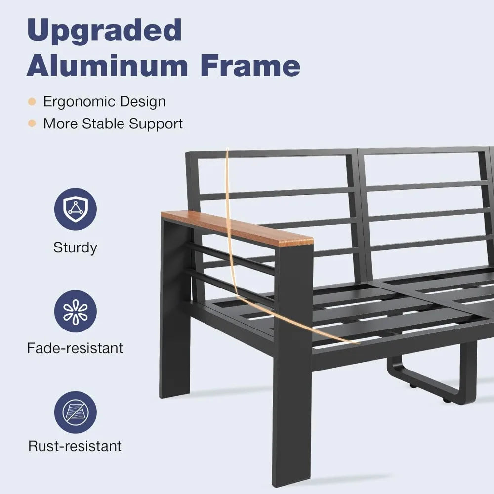 Aluminum Patio Outdoor Furniture Set With Cushions Coffee Table