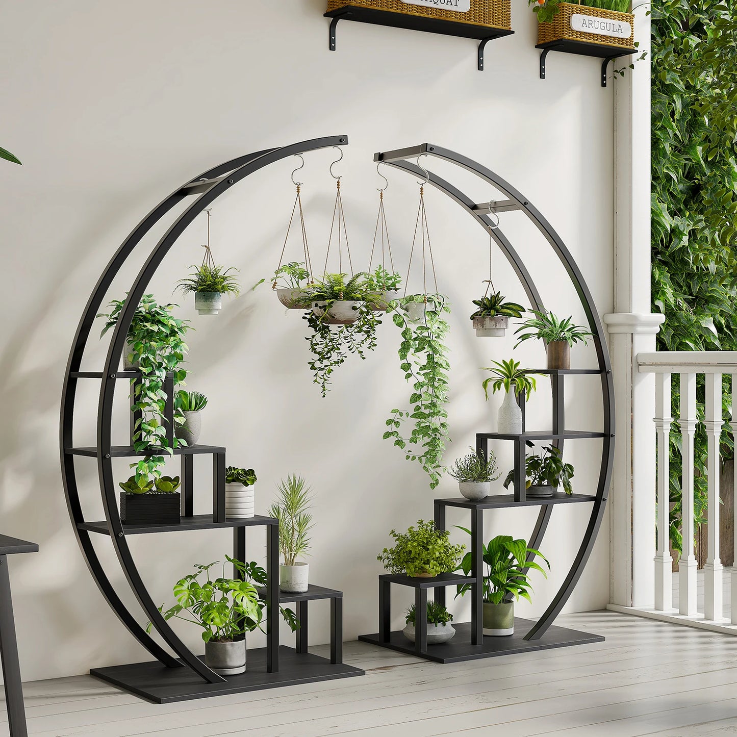 TWISTER.CK 5 Tier Indoor Plant Stand Metal Half Moon Shelf