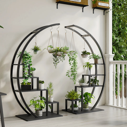 TWISTER.CK 5 Tier Indoor Plant Stand Metal Half Moon Shelf