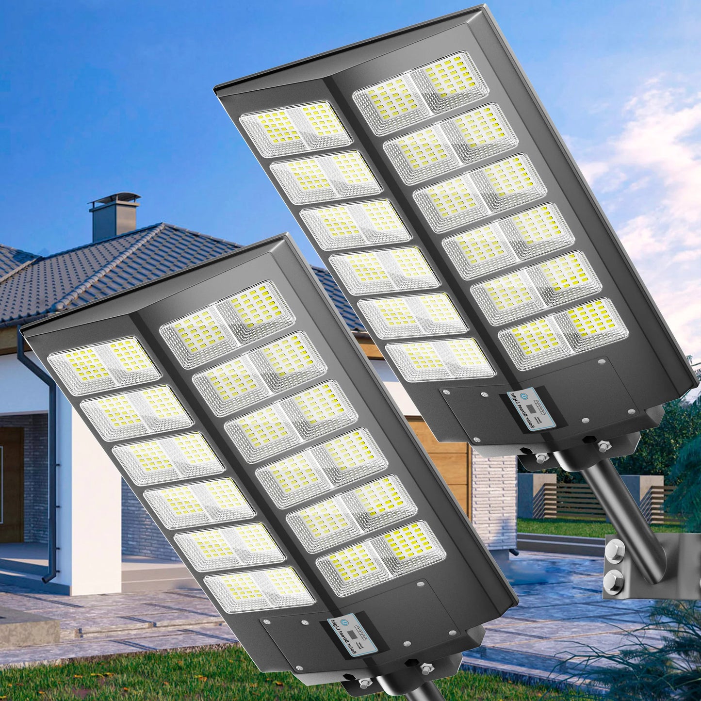 2-Pack 5000W Solar Street Lights Outdoor Motion Sensor Floodlights