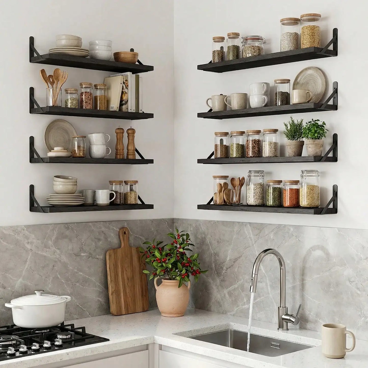 Rustic Floating Wood Shelves For Bedroom And Living Room