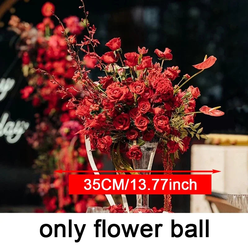 Artificial 5D Red Rose Anthurium Table Runner Centerpiece for Weddings