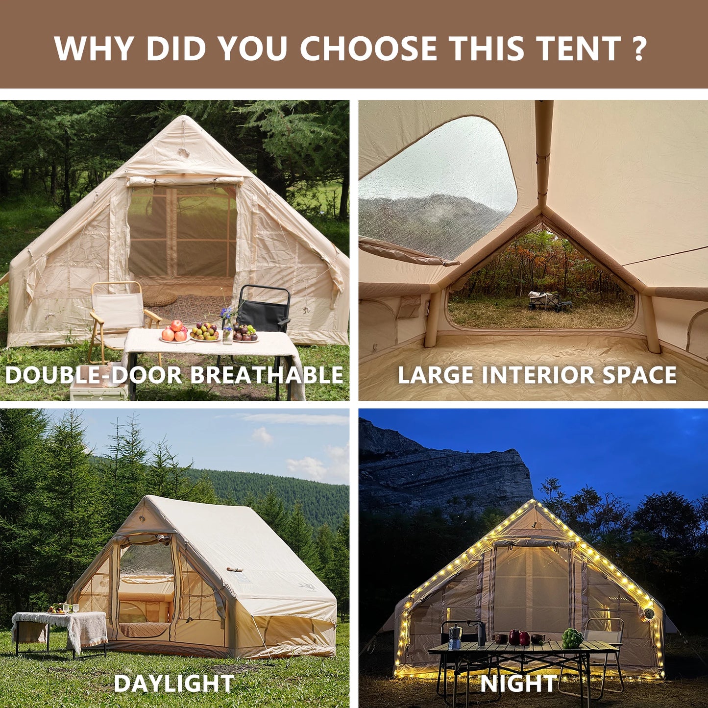 Pakicetus Inflatable Tent With Skylight Quick Setup