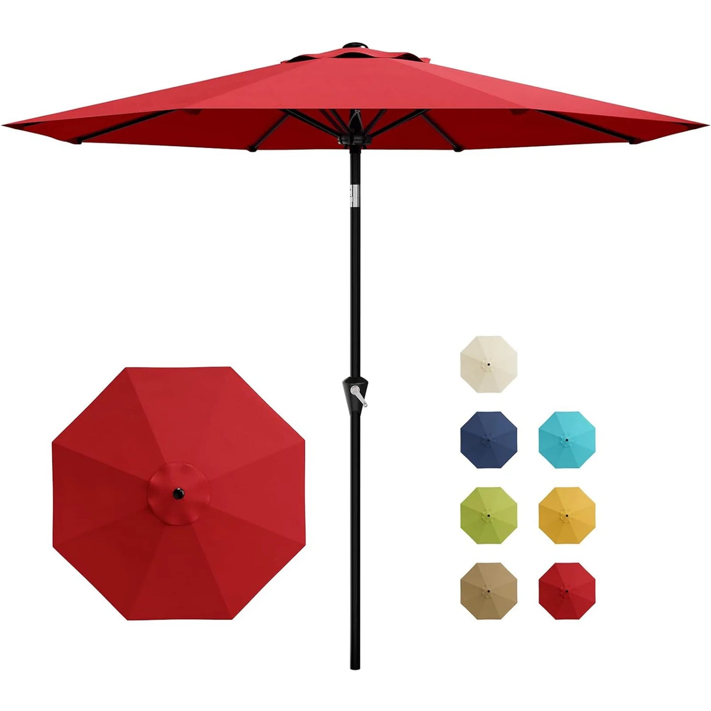HiMISS Patio Umbrella With Crank Lift Tilt Sunshade Waterproof