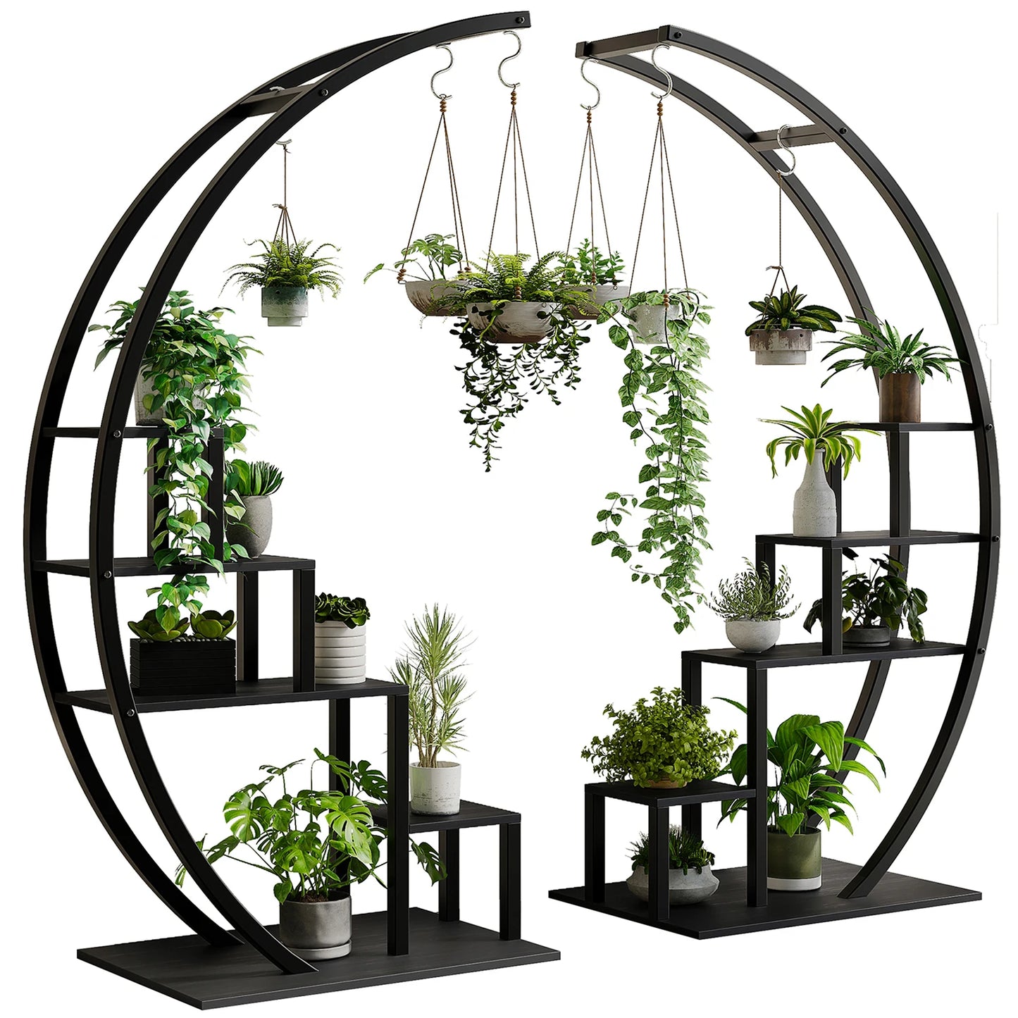 TWISTER.CK 5 Tier Indoor Plant Stand Metal Half Moon Shelf