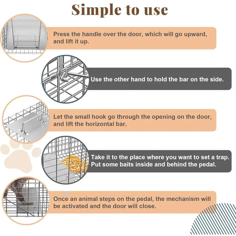 Live Animal Trap Cage With Cover For Cats And Mammals