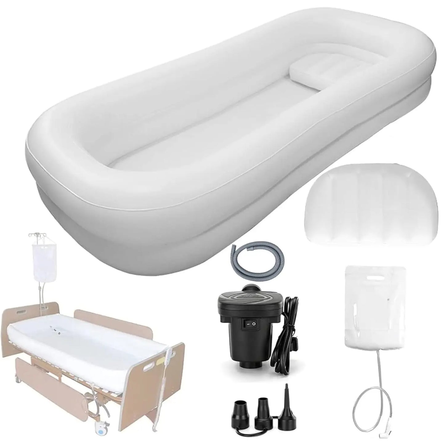 Portable Inflatable Bathtub Bed Bathing Kit With Electric Air Pump