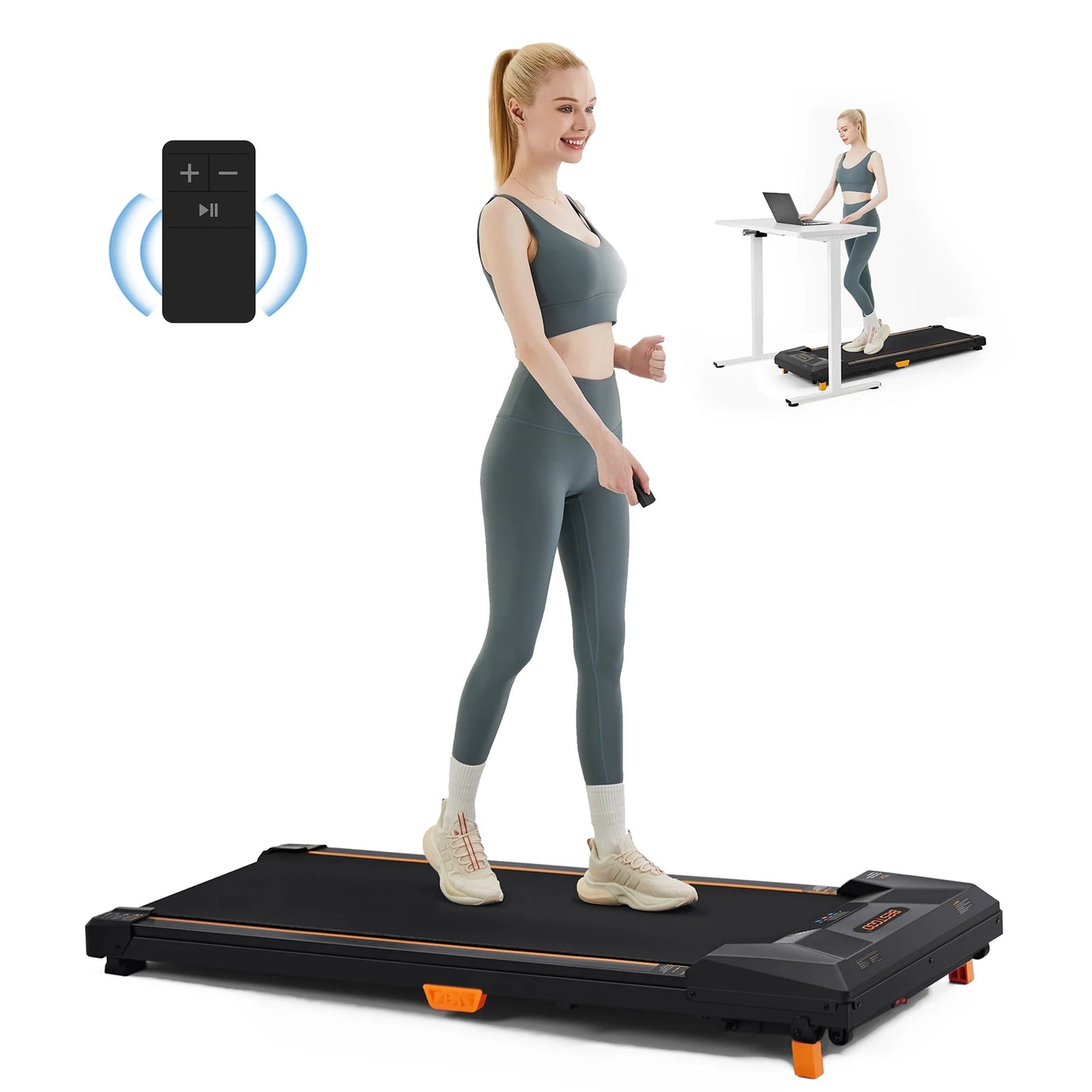 Under Desk Treadmill Incline Walking Pad 2.5HP Portable Home Treadmill