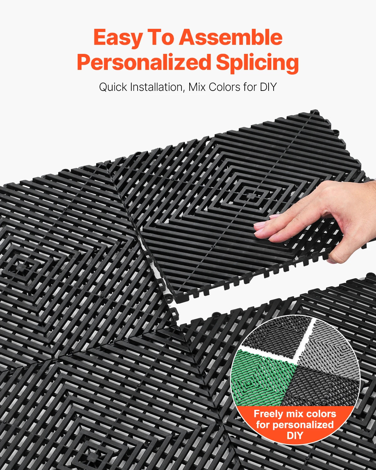 SucceBuy Interlocking Drainage Mat Non Slip PP Floor Mats
