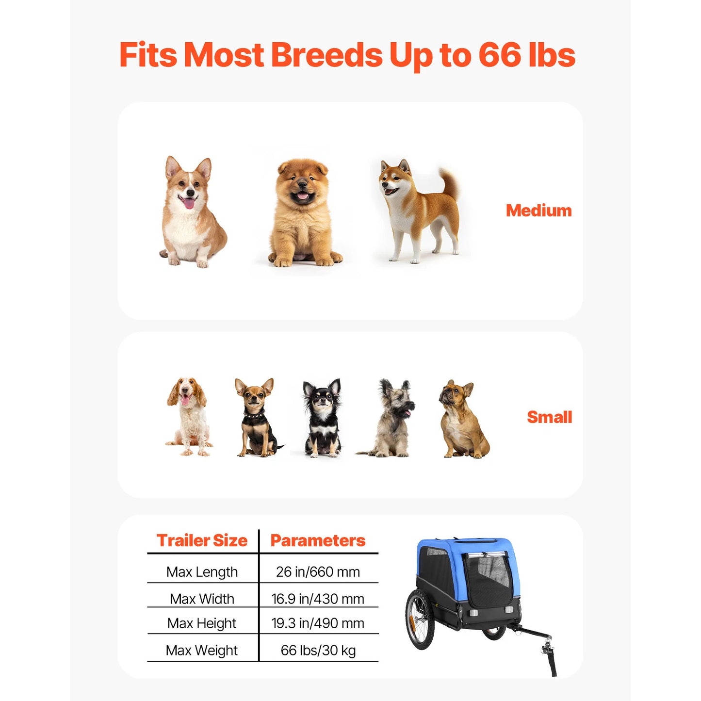 SucceBuy Folding Dog Trailer For Small And Medium Dogs