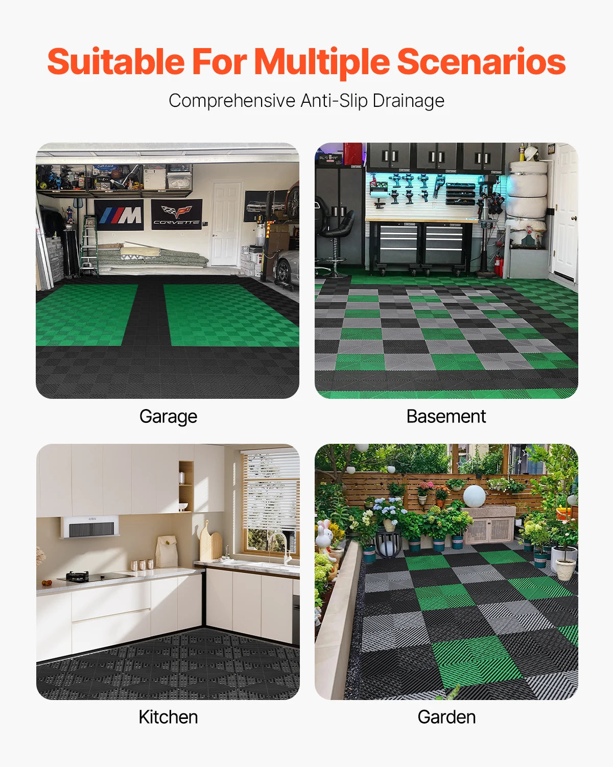 SucceBuy Interlocking Drainage Mat Non Slip PP Floor Mats