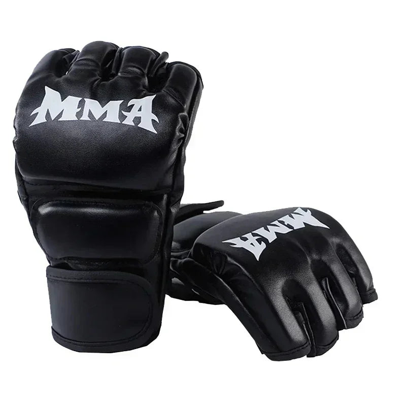Leather Half Finger Boxing Training Gloves For Sanda UFC Practice
