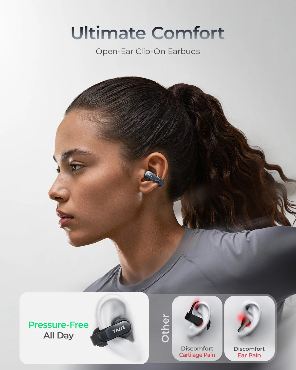 Talix AuraHalo G1 Open-Ear Earbuds Noise Cancelling Bluetooth 5.3