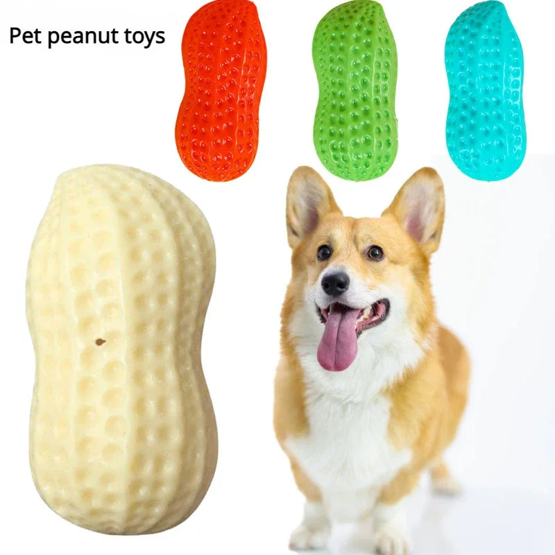 Peanut Shaped Dog Chew Toy Squeaking For Teeth Cleaning