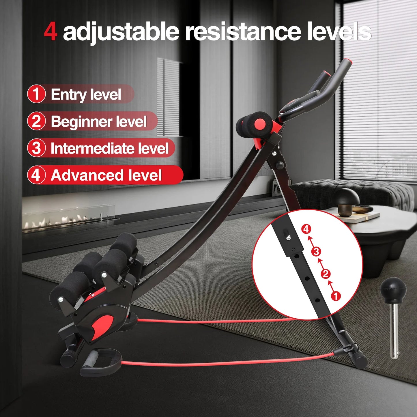 Dual Track Ab Machine With Adjustable Height Foldable Waist Trainer