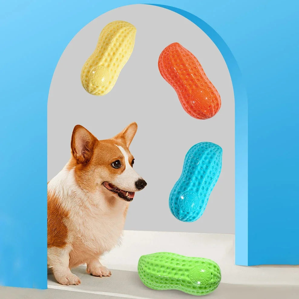 Peanut Shaped Dog Chew Toy Squeaking For Teeth Cleaning