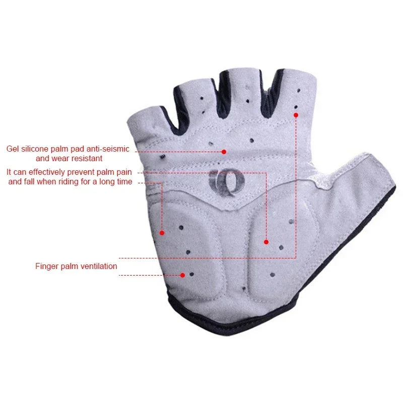 HUBEI Half Finger Gel Cycling Gloves Anti Slip For Men