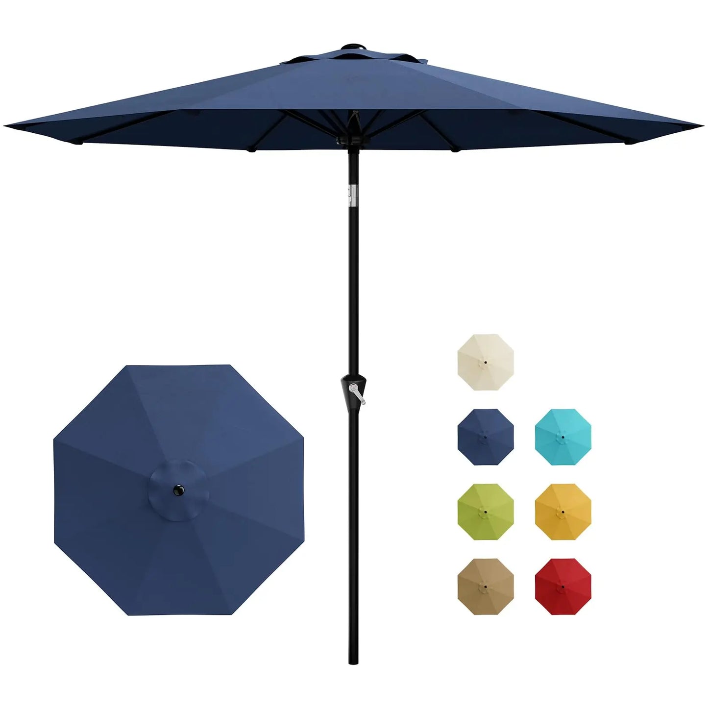 HiMISS Patio Umbrella With Crank Lift Tilt Sunshade Waterproof