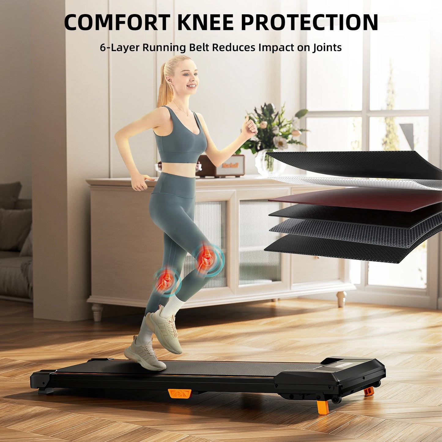 Under Desk Treadmill Incline Walking Pad 2.5HP Portable Home Treadmill