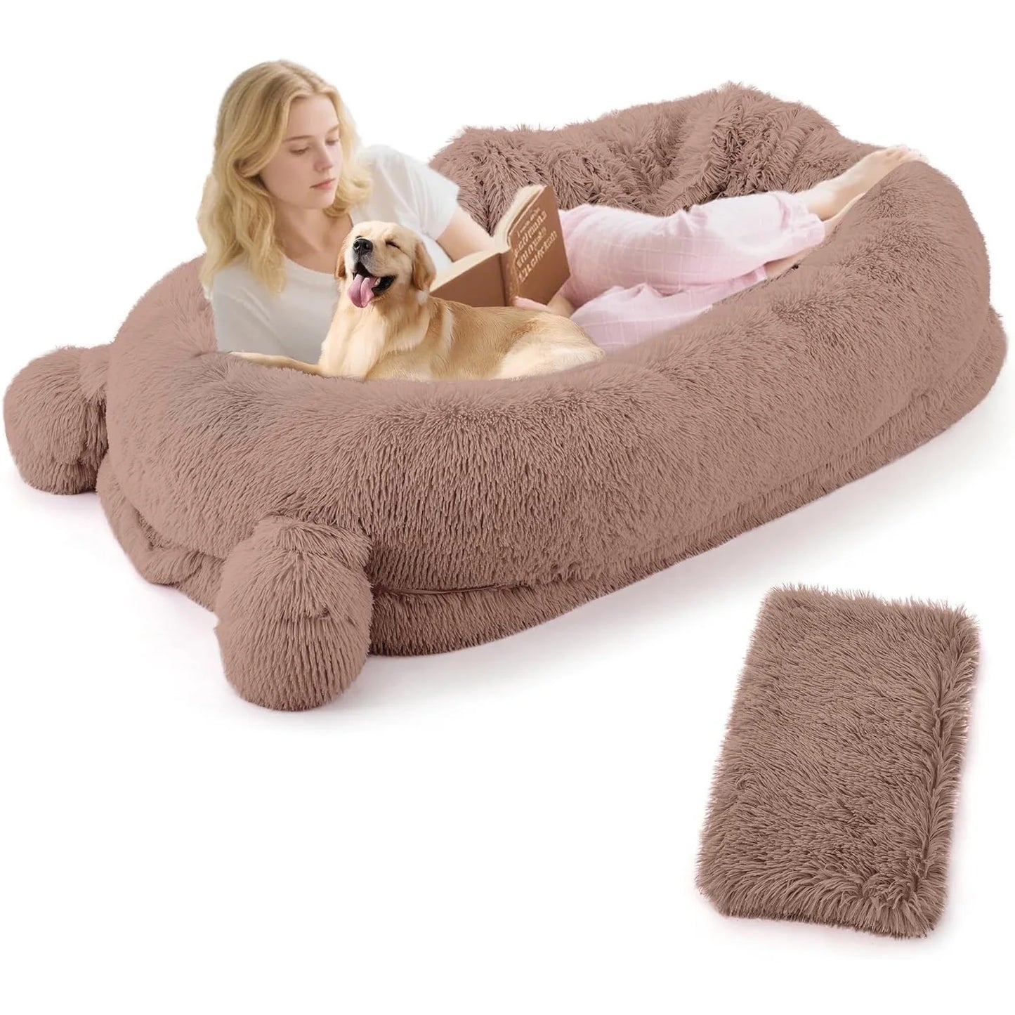 HiMISSCN Memory Foam Dog Bed With Removable Cover And Pockets