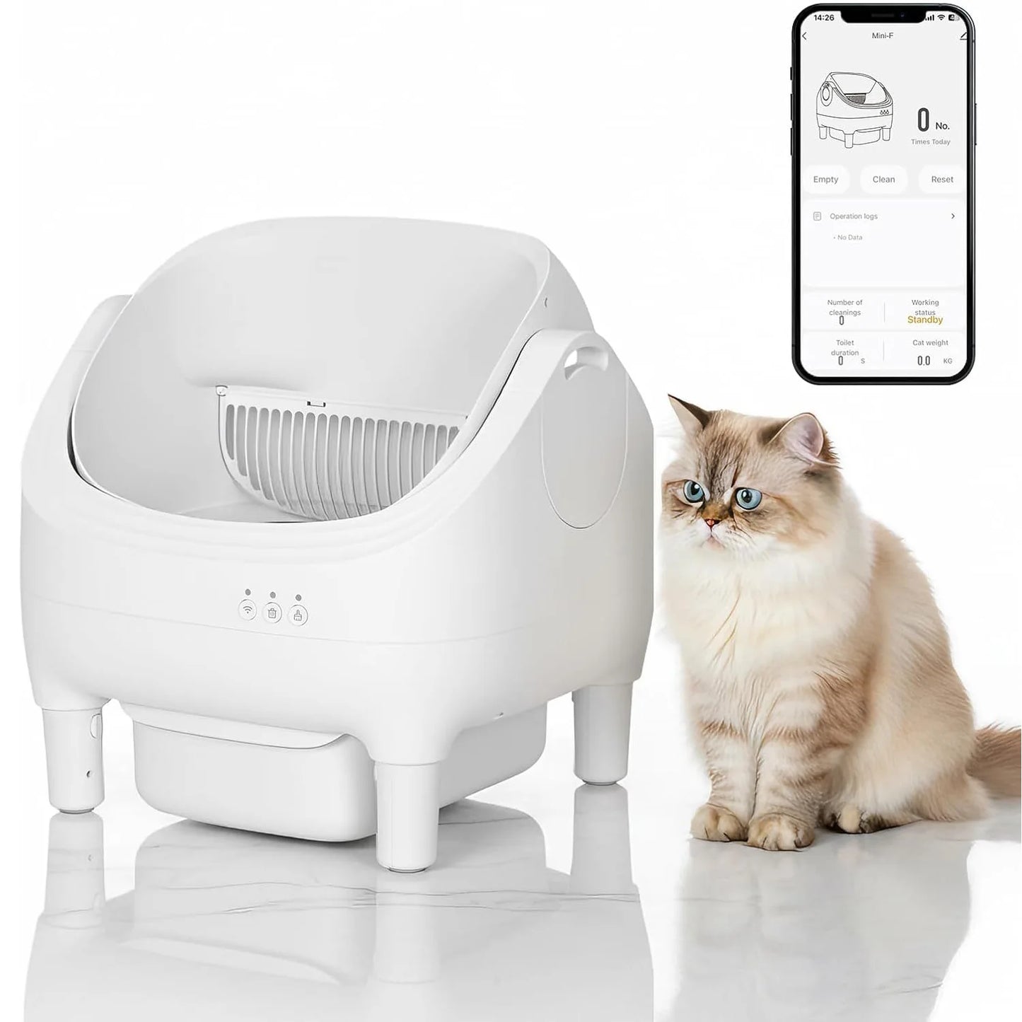 HiMISS App-Controlled Automatic Self-Cleaning Cat Litter Box Odor Control