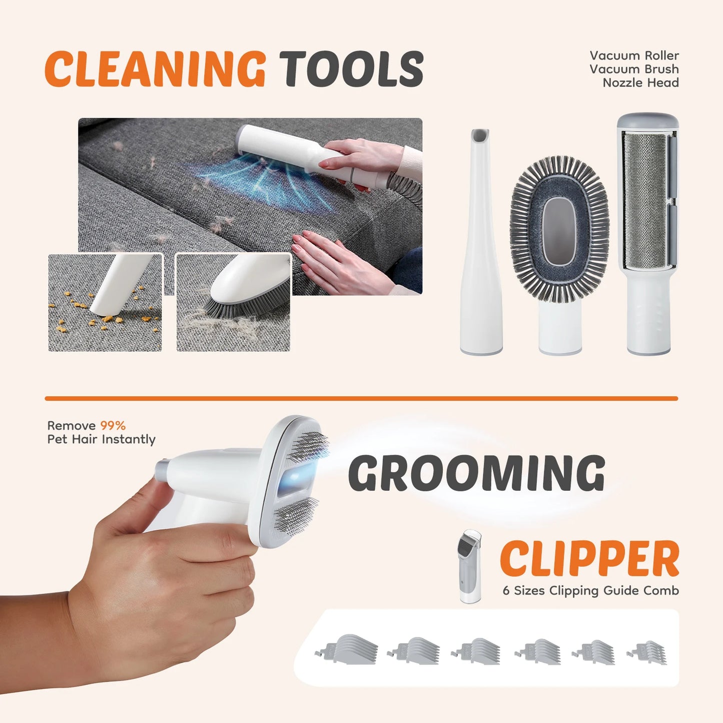 JHK 2.5L Professional Pet Grooming Vacuum Kit With Cordless Clippers