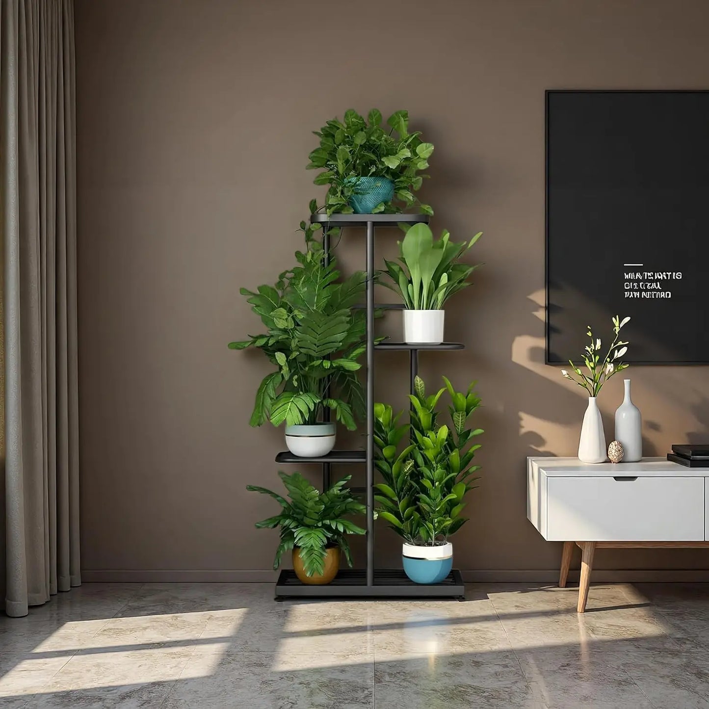 4-Tier Metal Plant Stand Indoor Outdoor Corner Shelf Garden Balcony