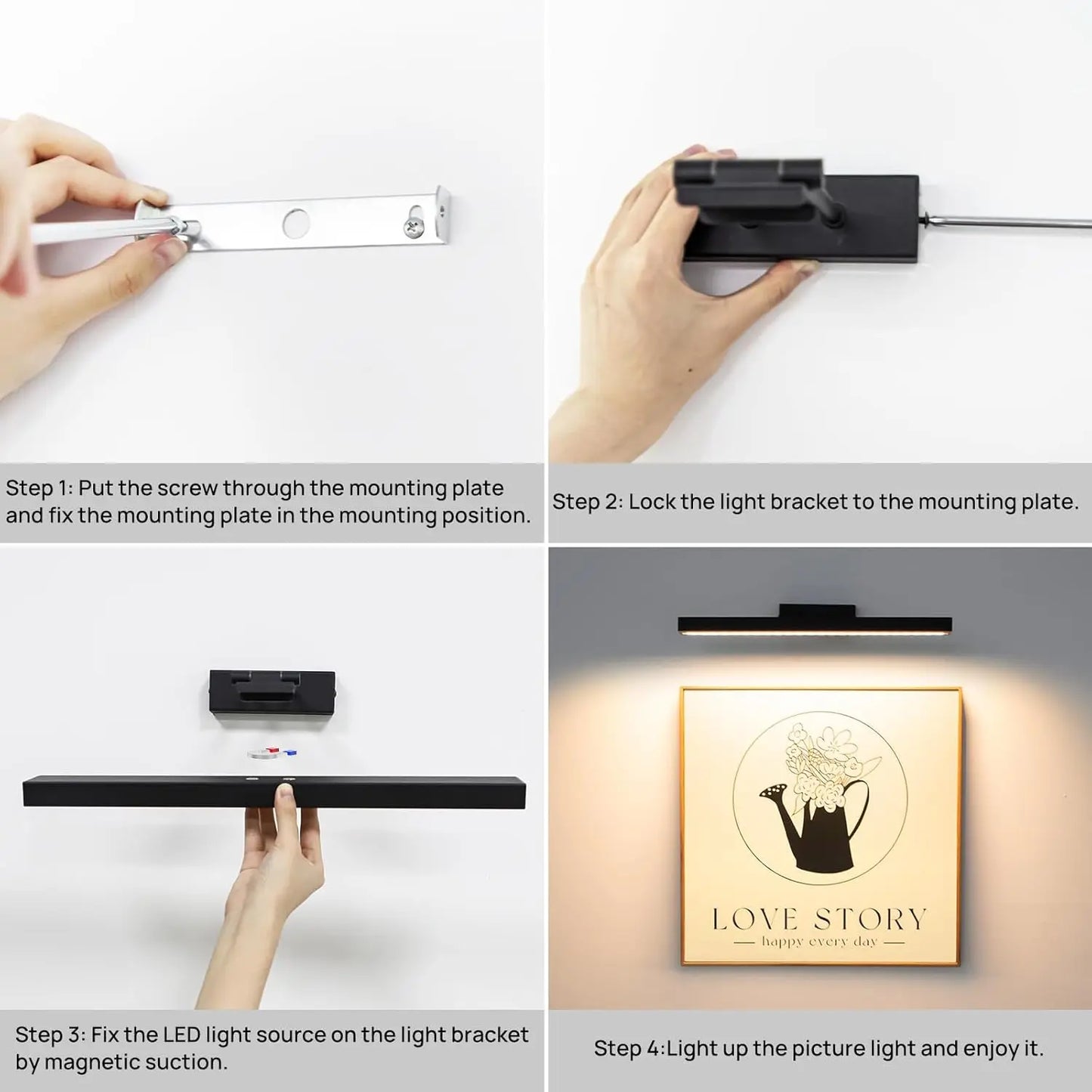 PRTILOUD Wireless Art Light For Paintings Dimmable Picture Light