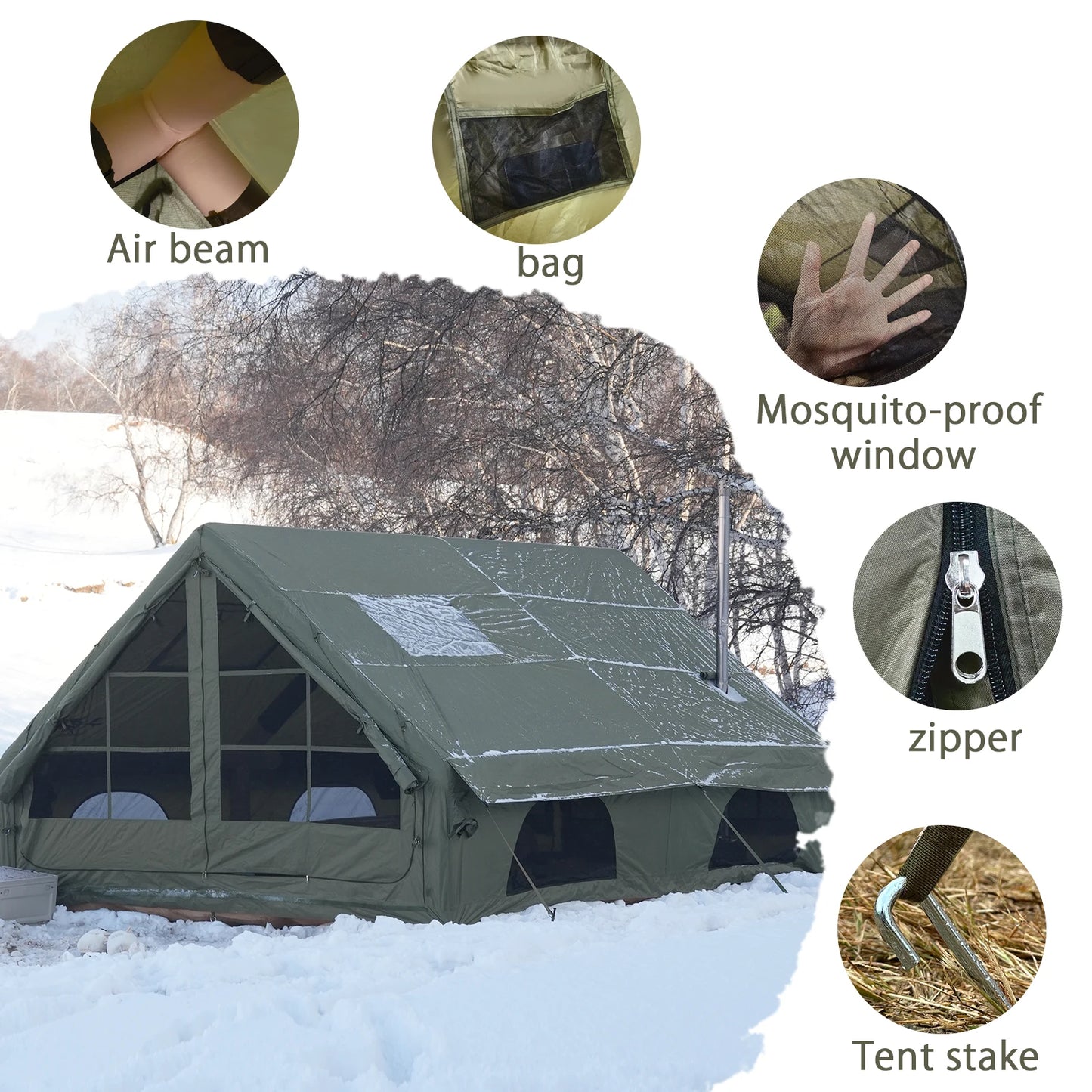 Pakicetus Inflatable Camping Tent Waterproof Family Tent With Carry Bag
