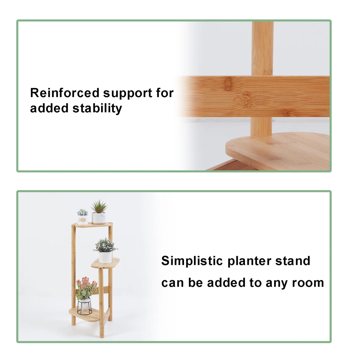 Wisfor Bamboo Plant Stand Three Tier Corner Shelf Display