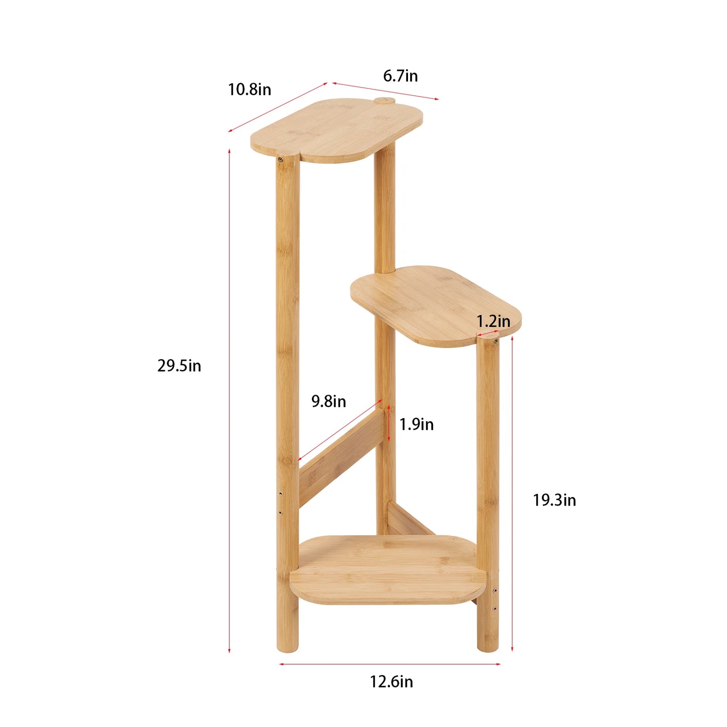 Wisfor Bamboo Plant Stand Three Tier Corner Shelf Display