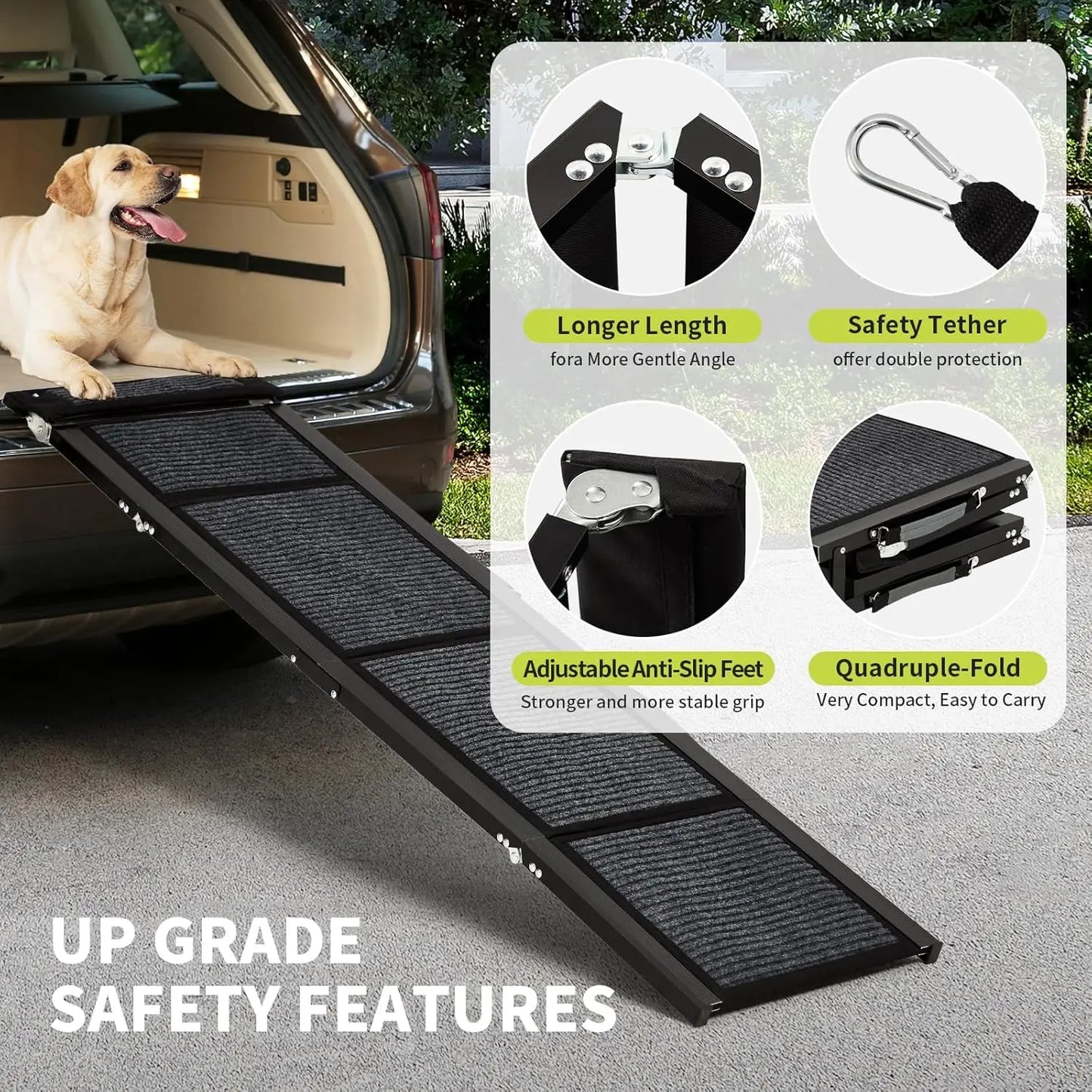 HiMISS Upgraded Folding Dog Ramp For Cars Non Slip Surface