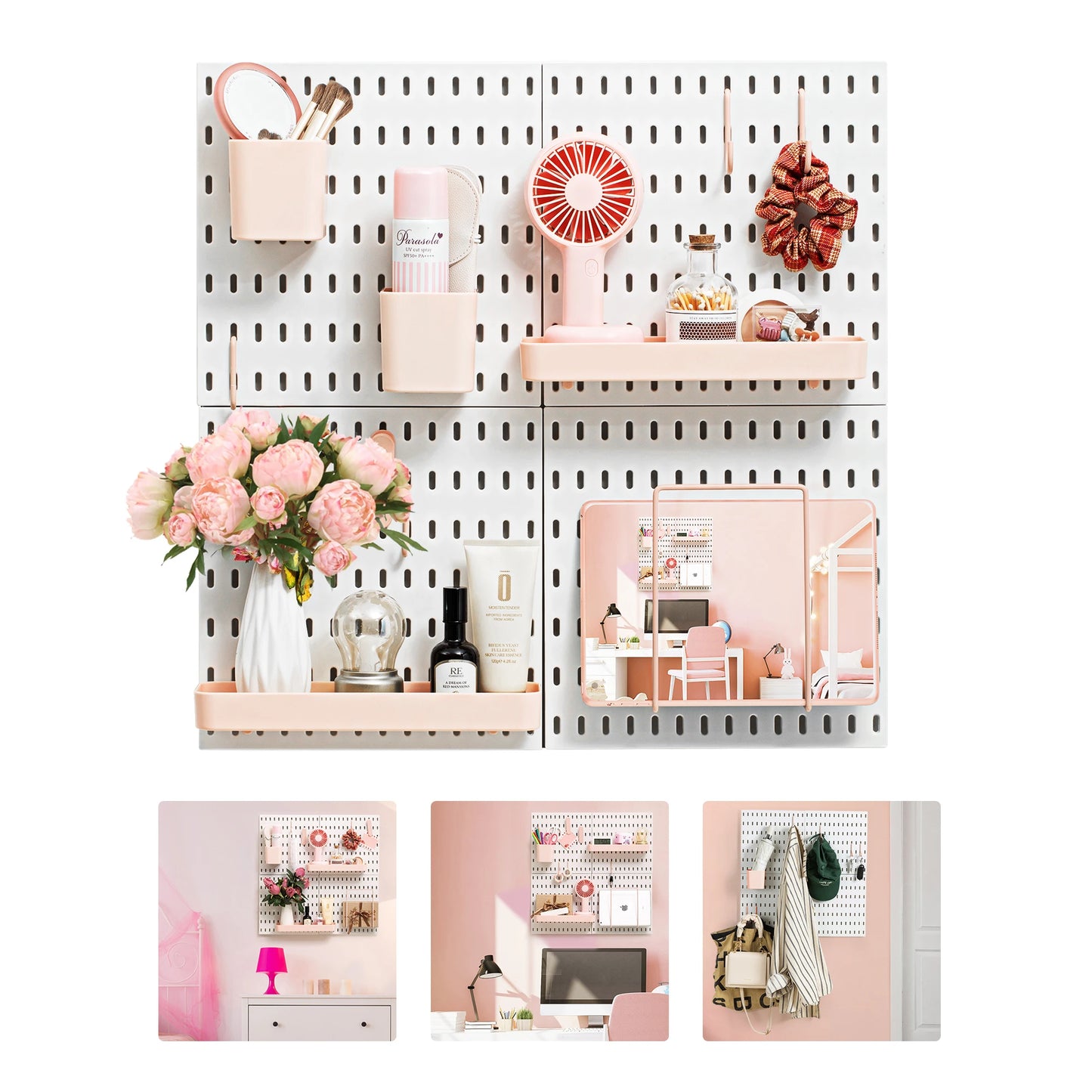 4-Piece Pegboard Storage Kit Easy to Assemble