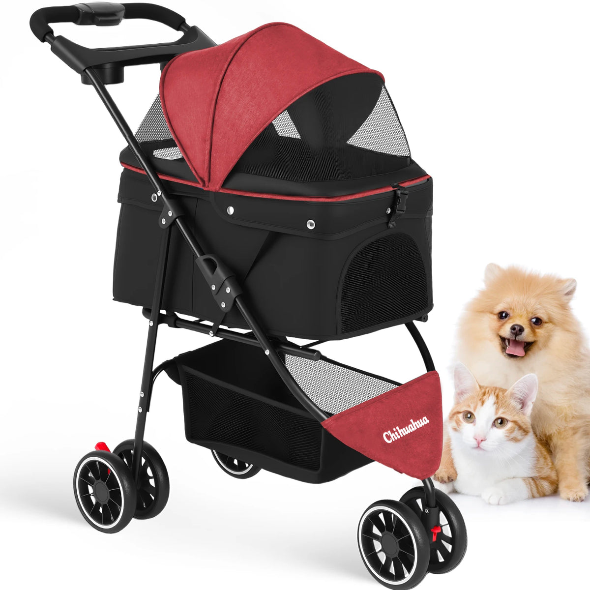 CHIHUAHUA Pet Stroller Foldable Carrier For Small Dogs And Cats