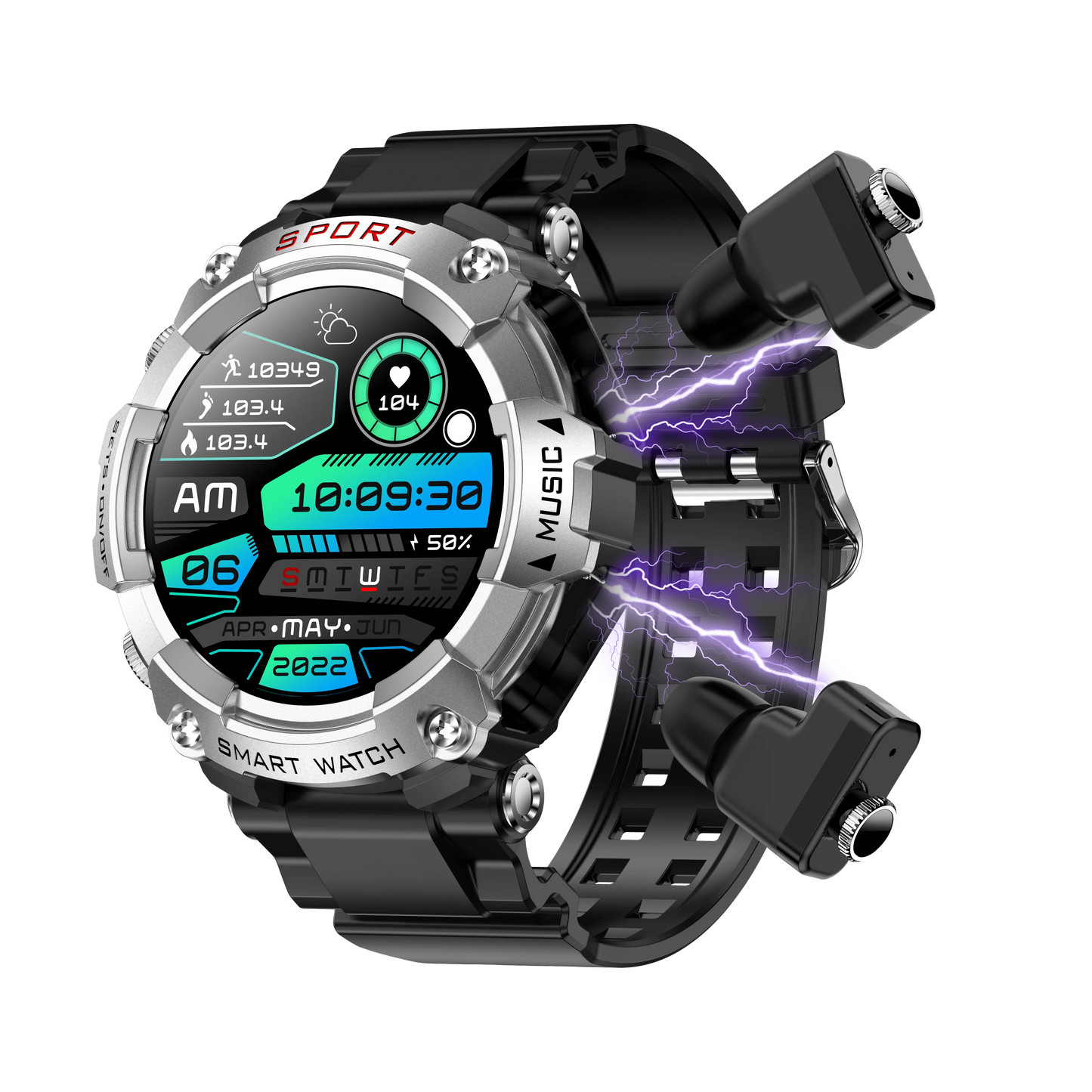 LaNikar Smart Watch With AMOLED Display And In-Ear Bluetooth Headset