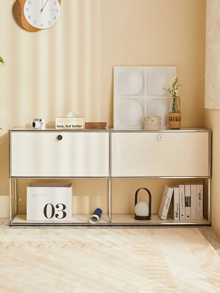 Bigcityfur TV Stand Storage Cabinet Corner Metal Living Room Furniture
