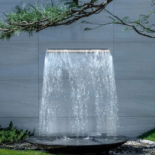 Stainless Steel Pool Fountain Waterfall Spillway Corrosion-Resistant RGB LED
