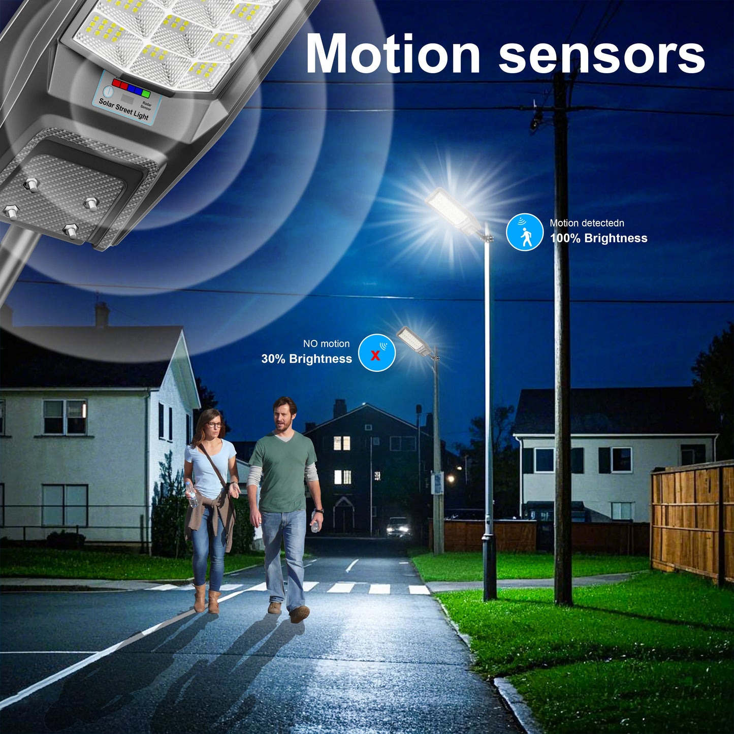 Outdoor Waterproof Solar Light With Motion Sensor And Dusk To Dawn IP65