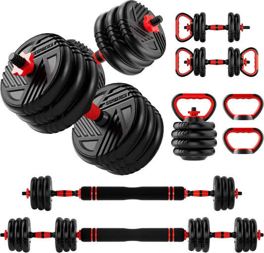 5-In-1 Adjustable Dumbbell Set Converts To Barbell And Kettlebell