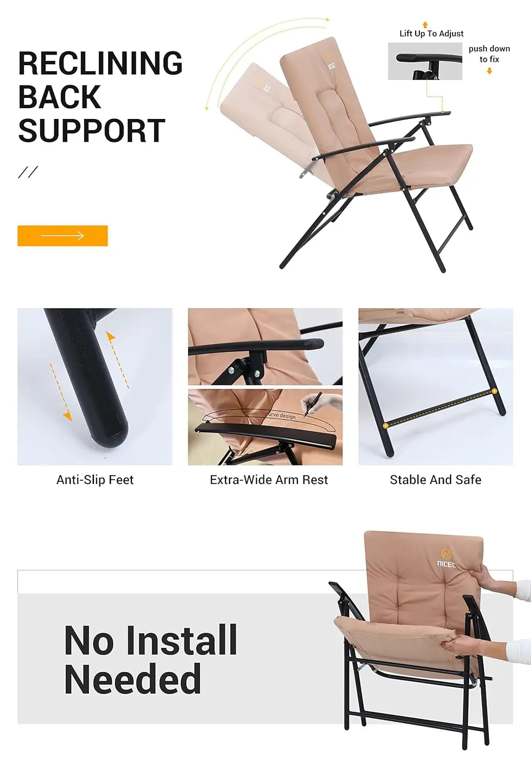 Three Piece Patio Bistro Set Foldable Glass Table Chairs Garden