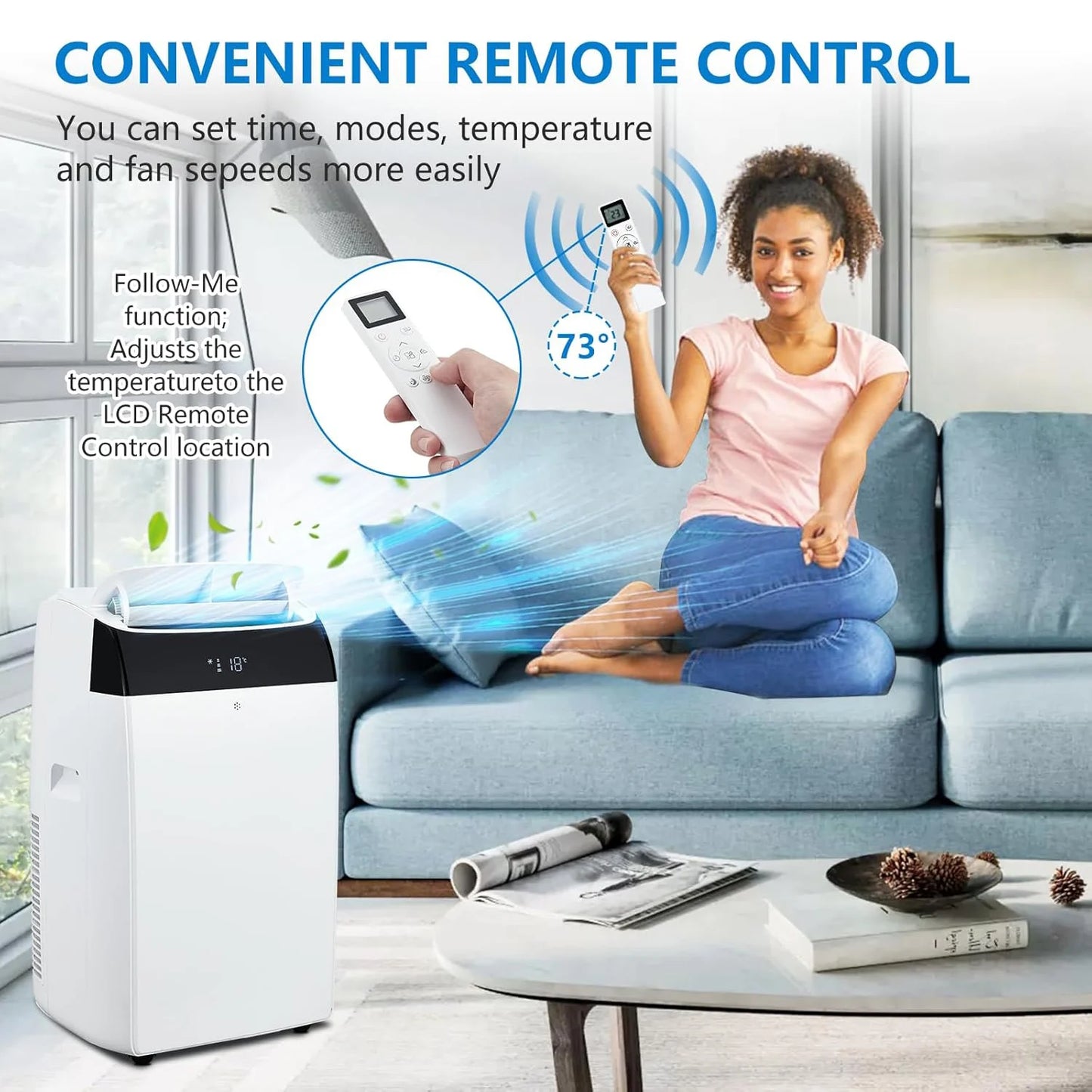 Adoolla 14000 BTU Portable Air Conditioner 3-In-1 With Remote Control