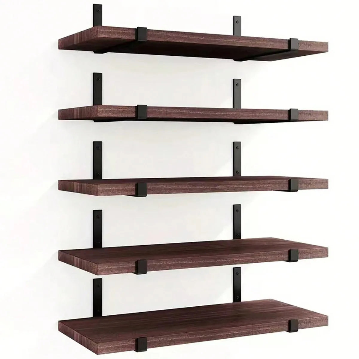 Christmas Room Decor Five Piece Equal Length Floating Wall Shelves