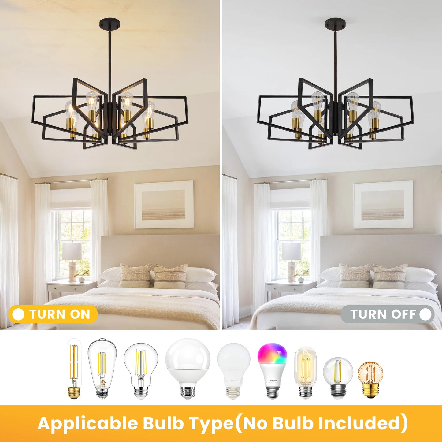 Modern Geometric 8 Light Adjustable Chandelier For Dining Area
