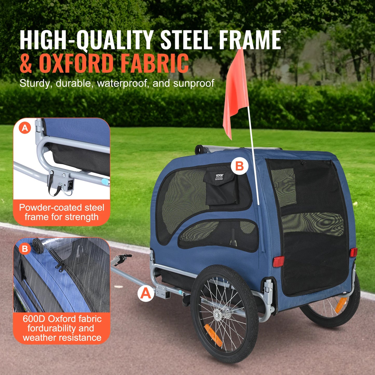 Pet Bicycle Carrier Trailer for Dogs 100lb Capacity