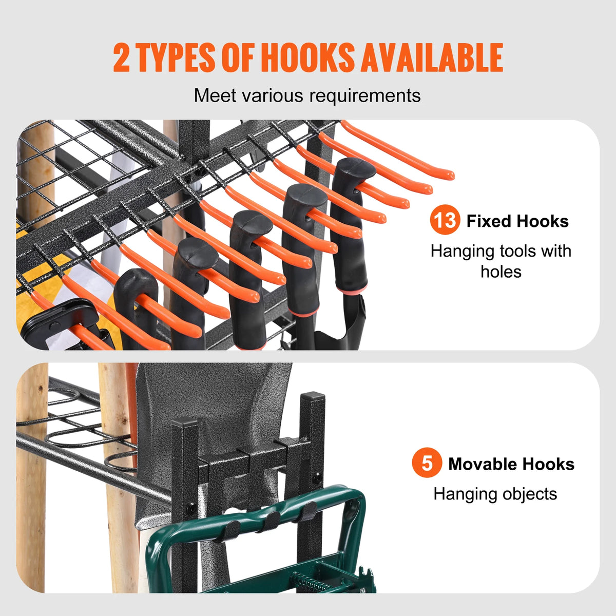 SucceBuy Garden Tool Organizer Tower With Hooks And Wheels