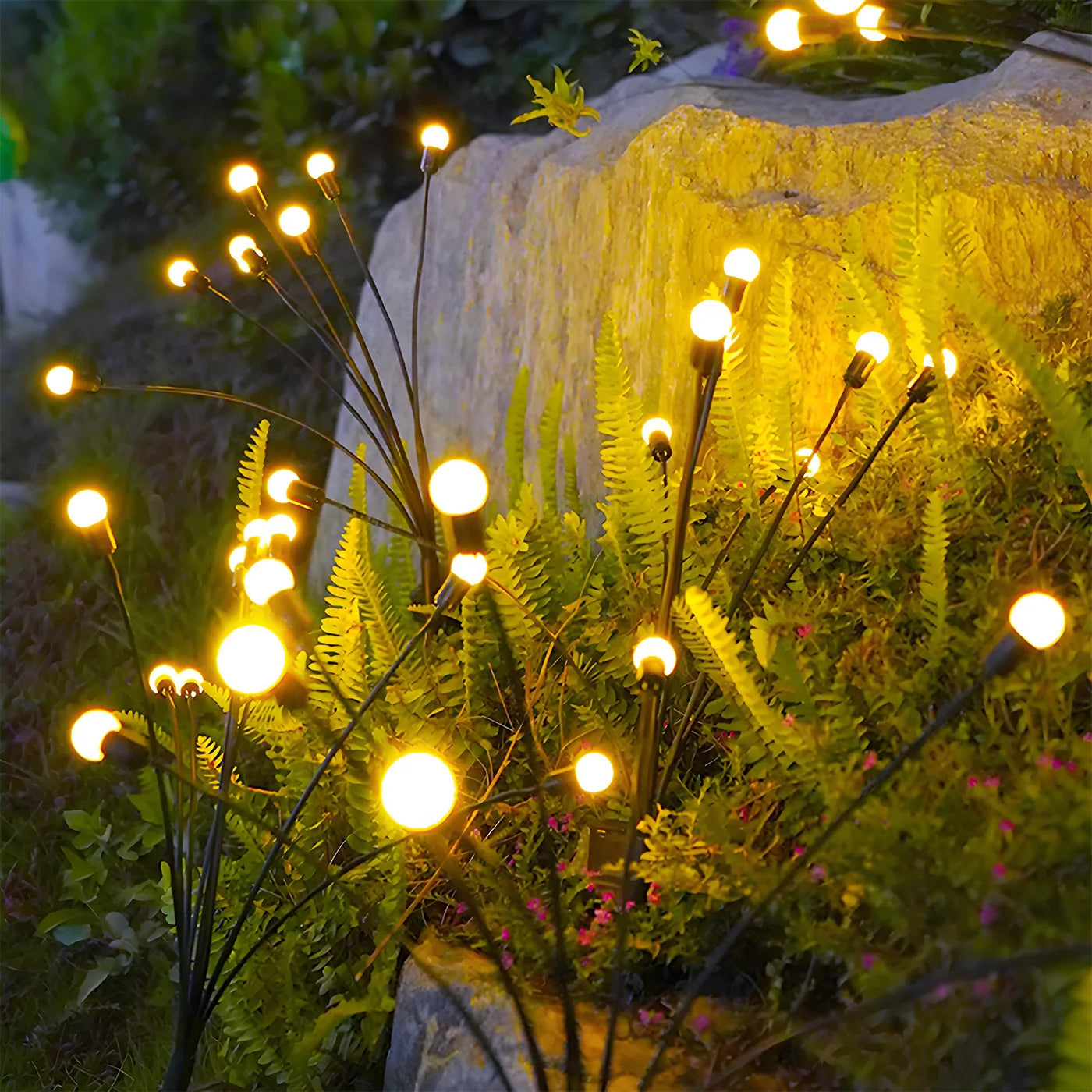 8 Head Solar Firefly Lights Outdoor Garden Pathway Waterproof