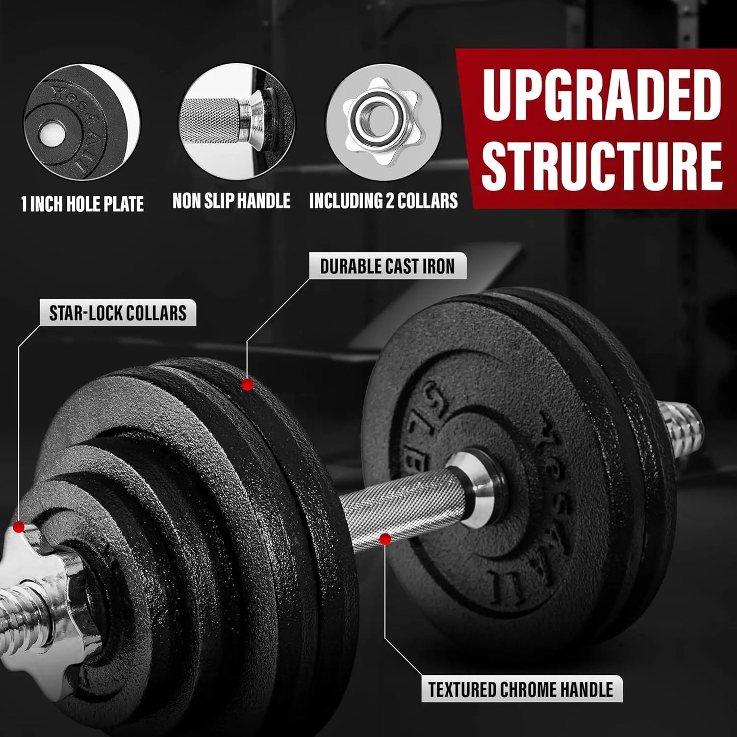 Adjustable Dumbbell 40 To 200 Pounds With Star Lock Collars