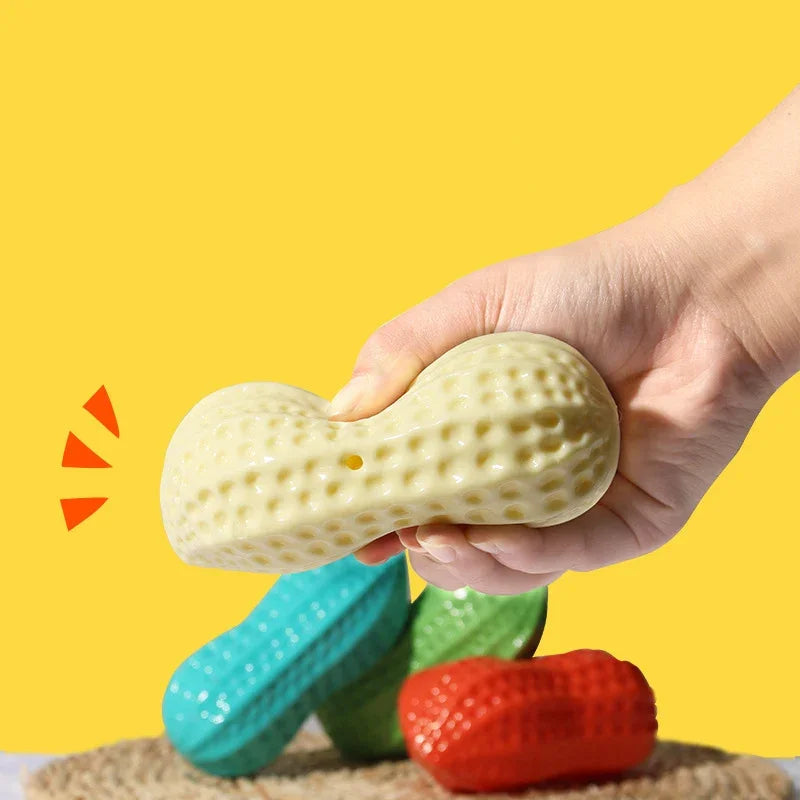 Peanut Shaped Dog Chew Toy Squeaking For Teeth Cleaning